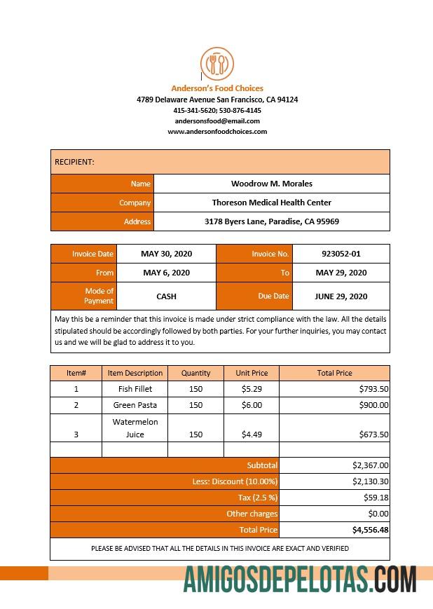 para download Exemplo de modelo de fatura de trabalho em casa